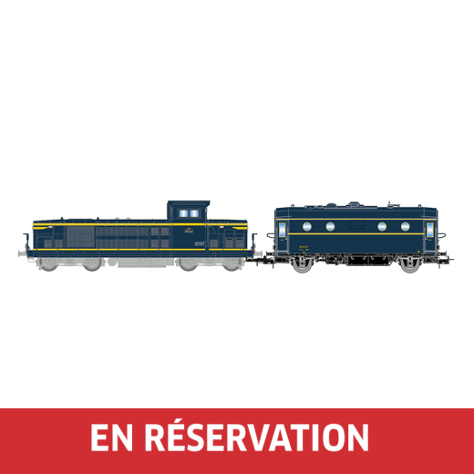 Locomotive diesel 040 DG-18, jaune/bleue + fougon-chaudière 800 kg/h, SHmfp 568, livrée bleue foncé, 2p. III, SNCF, , avec décodeur sonore multiprotocole