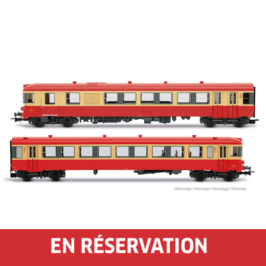 Autorail diesel bicaisse X 4300, livrée rouge/crème, avec grand logo SNCF, ép. IV, SNCF