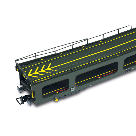 Fourgon porte-automobiles DD DEV 66, 2éme série, livrée verte avec logo « Carmillon » blanc, ép. VI, SNCF-2