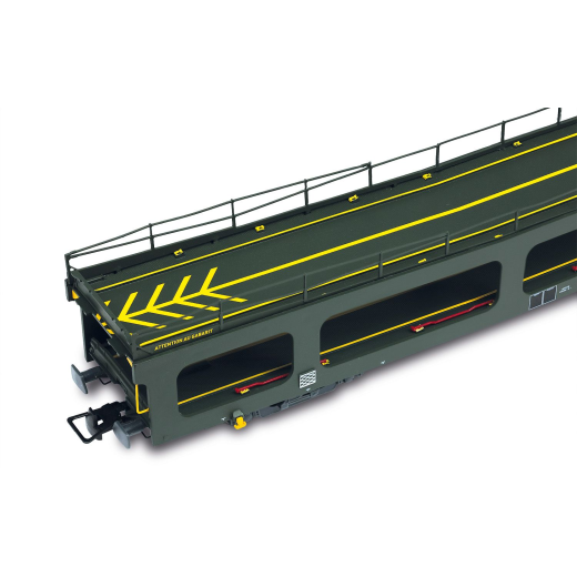 Fourgon porte-automobiles DD DEV 66, 2éme série, livrée verte avec logo « Carmillon » blanc, ép. VI, SNCF-1