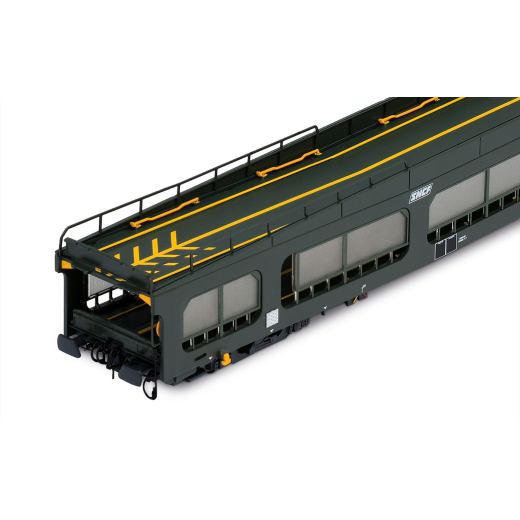 Wagon porte-autos DD DEV 66, livrée verte avec logo blanc « Encadré », ép. IV-V, SNCF-1