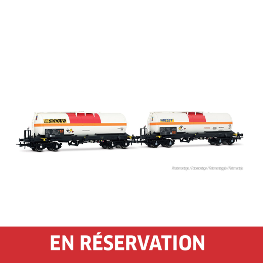 Coffret de 2 wagons-citernes à 4 essieux pour transport de chlore, ép. VI, F-MISA/Millet + F-VTG/Simotra