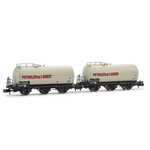 Coffret de 2 wagons citernes à 3 essieux, "Pétroles de l'Ouest", livrée grise, ép. IV SNCF-1