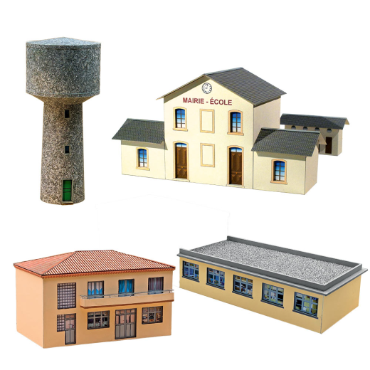 Ensemble de bâtiments en carton à découper "Bâtiments civils n°3"