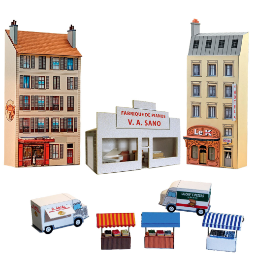Ensemble de bâtiments en carton à découper "Bâtiments du commerce n°2"