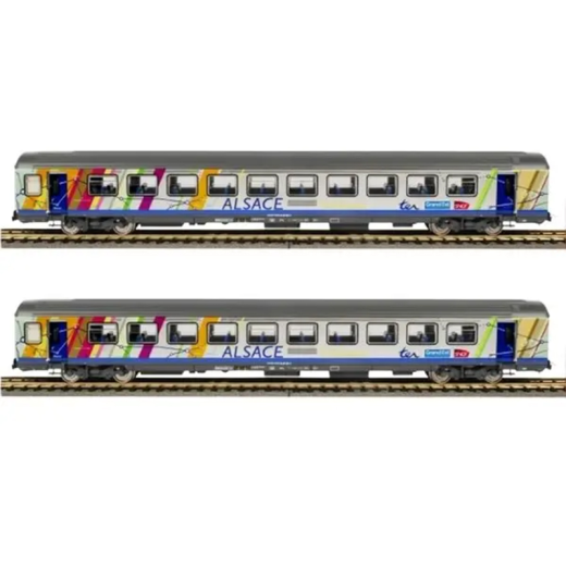 Set de 2 voitures corail Alsace A10tu + B11tu, ép. VI, SNCF