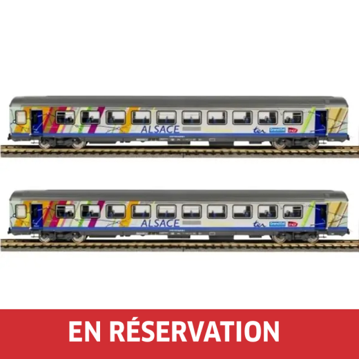 Set de 2 voitures corail Alsace A10tu + B11tu, ép. VI, SNCF