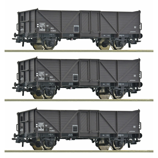 Coffret de 3 wagons de marchandises ouverts, ép. III, SNCF