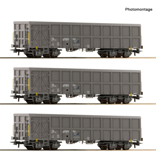 Coffret de 3 wagons tombereaux à toit ouvert type Fas, ép. V-VI, SNCF