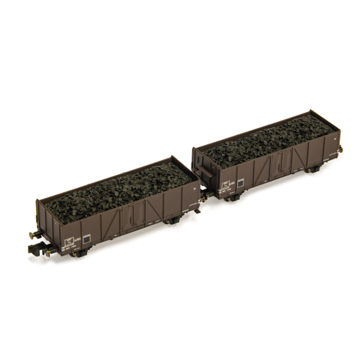 Set de 2 wagons Tw (avec des panneaux latéraux hauts), chargés avec charbon, ép. IIIa SNCF-2