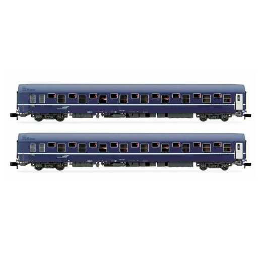 Coffret de 2 wagons-lits T2, livrée bleu avec logo "casquette", ép. IV-V SNCF