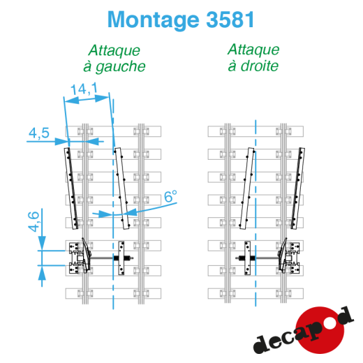 Taquets dérailleurs pour voie Peco H0-1