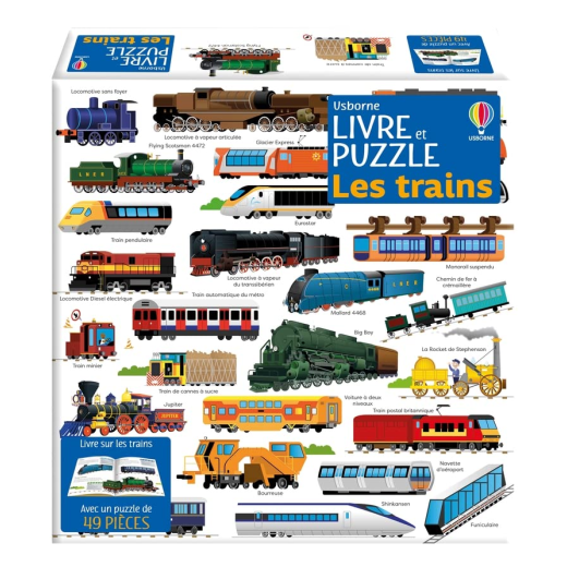 Coffret livre et puzzle - Les trains