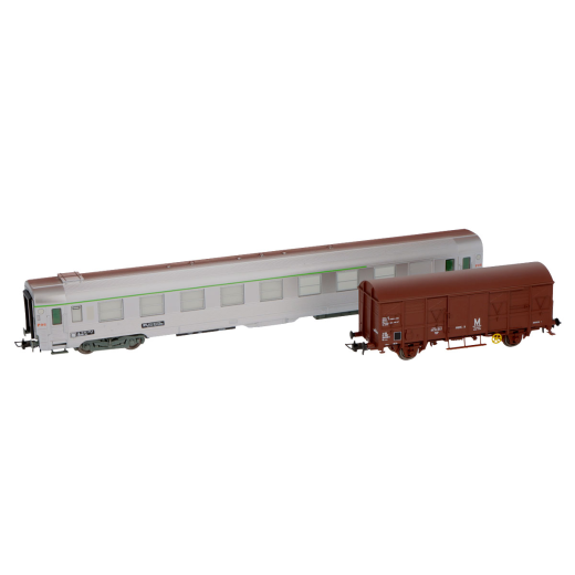 Coffret de 2 unités, train de maintenance, composé de 1 voiture DEV Inox et 1 wagon G4, ép. IV-V SNCF-2