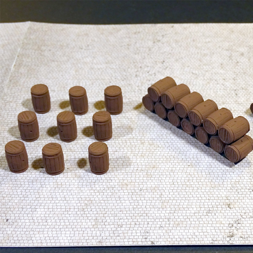 9 fûts + 2 empilements de 13 fûts