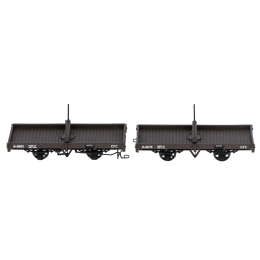 Set de 2 wagons plats porte-grumes CF, brun wagon