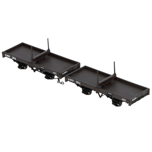 Set de 2 wagons plats porte-grumes CF, brun wagon-1