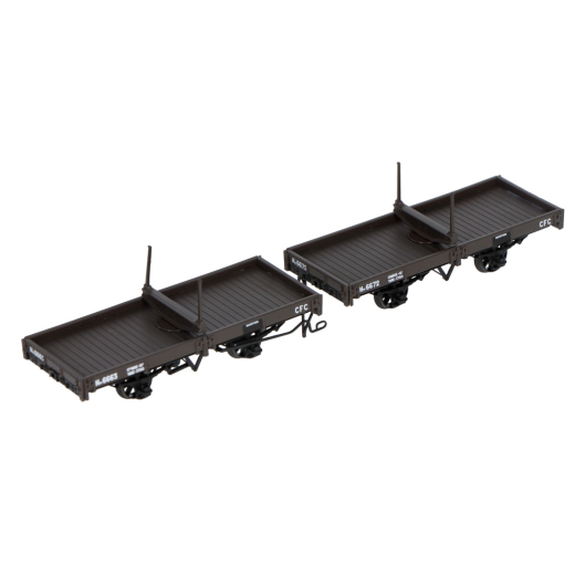 Set de 2 wagons plats porte-grumes CF, brun wagon-2