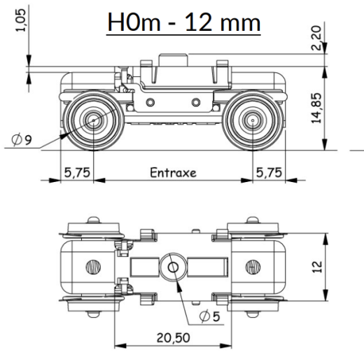 Bogie moteur H0m 28 mm-2