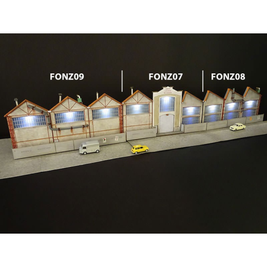 Fond de décor en relief « Usine à Toiture Shed »-1