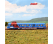 Autorail diesel X 3876, train touristique « Le Furet de Morvan », livrée bleue/rouge, ép. V-VI, CFTA-1