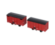 Set de 2 wagons couverts SNCF rouge UIC, toits noirs-1