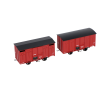 Set de 2 wagons couverts SNCF rouge UIC, toits noirs-2