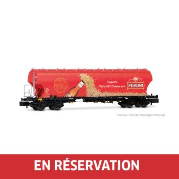Wagon-trémie céréalier à 4 essieux avec parois bombées, « Peroni », livrée rouge, ép. VI, SNCF, éch. N
