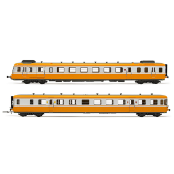 Autorail diesel RGP II, avec motrice + remorque en version reconstruite, livrée orange/argent, ép. IV. avec décodeur sonore
