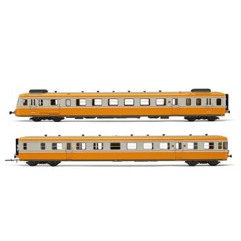 Autorail diesel RGP II, avec motrice + remorque en version reconstruite, livrée orange/gris béton, ép. IV. SNCF avec décodeur sonore