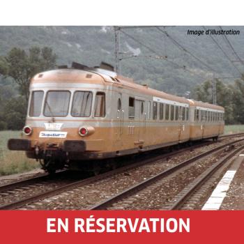 Autorail diesel RGP I avec remorque en livrée gris béton/orange "Alpazur", ép. IV, SNCF