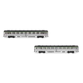 Coffret de 2 voitures courtes DEV Inox B8, avec cartouche Corail, ép. IV-V SNCF