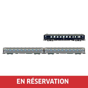 Coffret de 3 voitures « Sud Express », voiture-restaurant CIWL + 2 x DEV Inox courtes, no. 1/2, ép. III-IV, SNCF