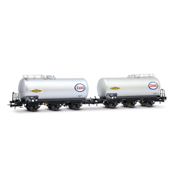 Set de 2 wagons-citerne à 3 essieux, livrée argentée « ESSO », ép. III, SNCF
