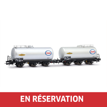 Set de 2 wagons-citerne à 3 essieux, livrée argentée « ESSO », SNCF, Ep. III