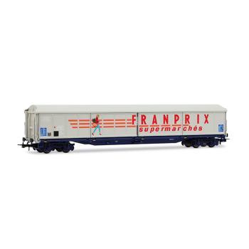 Wagon à parois coulissantes à 4 essieux type Habis, « FRANPRIX », livrée beige, ép. IV, SNCF
