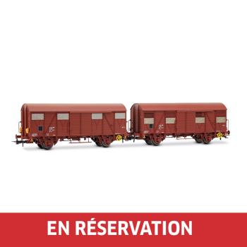 Coffret de 2 wagons-citernes à 2 essieux type Gs, livrée marron, dont un avec feux de fin de convoi, ép. IV, SNCF