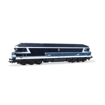 Locomotive diesel CC 72056 « La Bourboule », livrée bleue avec logo « Casquette », ép. V, SNCF