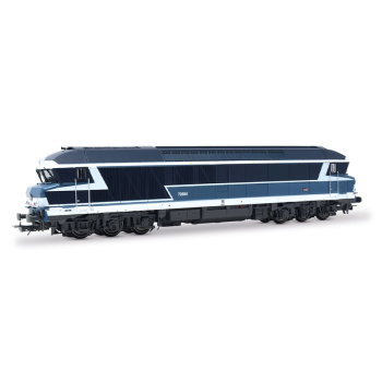Locomotive diesel CC 72084, livrée bleue avec logo « Carmillon », ép. V, SNCF