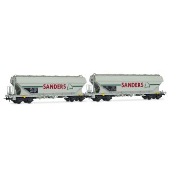 Coffret de 2 wagons trémies céréaliers à bogies « SANDERS », livrée gris, ép. V, SNCF