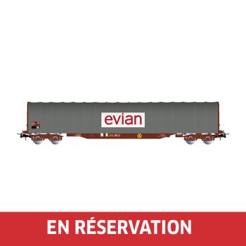 Wagon bâché à 4 essieux type Rils, « EVIAN », livrée grise, ép. IV-V, SNCF