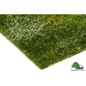 Tapis floqué pour champs et prairies - Prairie fleurie blanc et jaune - 4-8 mm 20 x 30 cm
