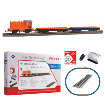 Coffret de départ R/C, locomotive et 2 wagons « briques de construction »