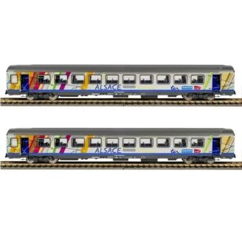 Set de 2 voitures corail Alsace A10tu + B11tu, ép. VI, SNCF