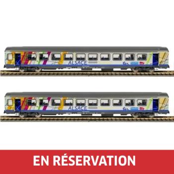 Set de 2 voitures corail Alsace A10tu + B11tu, ép. VI, SNCF
