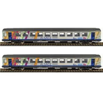 Set de 2 voitures corail Alsace B11tu + B11tu, ép. VI, SNCF