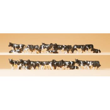 36 vaches Holstein noir et blanc - H0 - Preiser