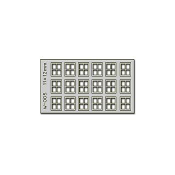 18 fenêtres découpées au laser, 4 vitres, 11 x 12 mm, éch. H0/00