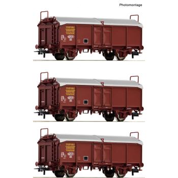 Coffret de 3 wagons tombereaux à toit coulissant type Tms, ép. IV, SNCF