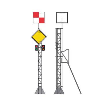 Signal PLM sur mât en treillis - Signal combiné 2 cocardes, ép. II à V